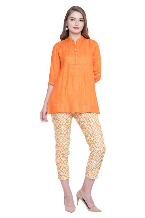 Orange A-Line Viscose Indie Top image number 5
