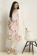 Off White Cotton Blend Straight SET