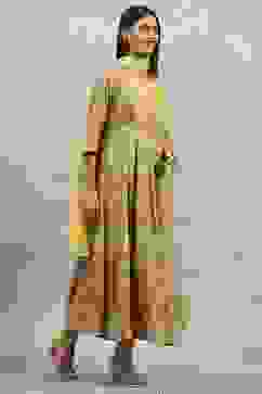 Lime Viscose Rayon Printed Anarkali Suit Set image number 5