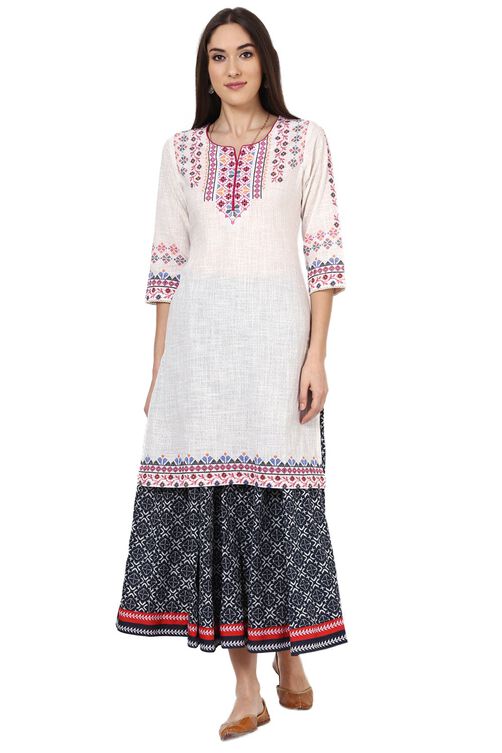 White Straight Cotton Kurta image number 0