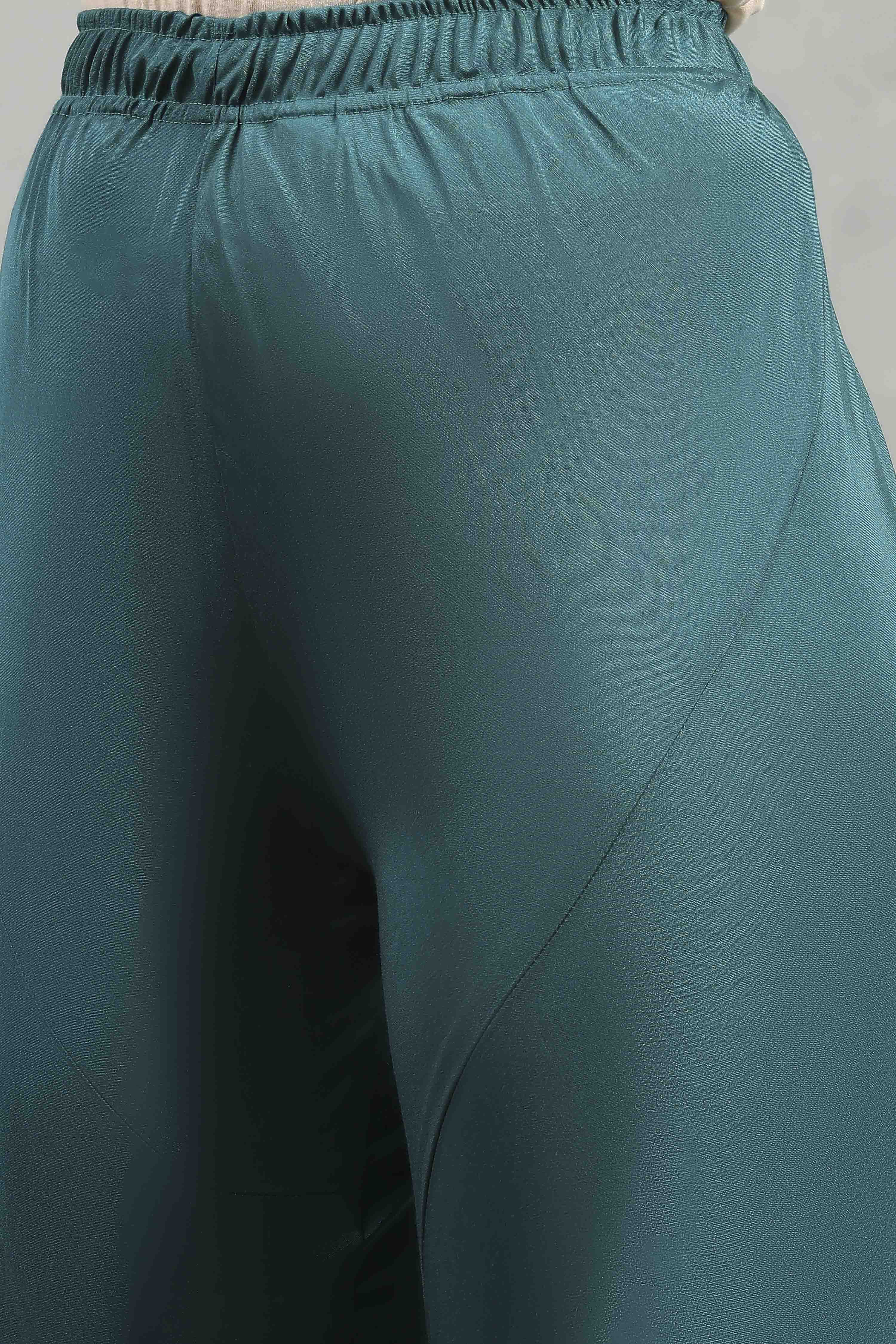 Teal Green Viscose Rayon Embroidered Anarkali Suit Set image number 2