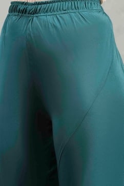 Teal Green Viscose Rayon Embroidered Anarkali Suit Set image number 2