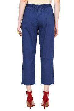 Blue Cotton Slim Pants image number 4