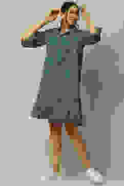 Indigo Cotton Blend Tiered Dress image number 0