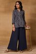 Blue Viscose Blend Regular Printed Top image number 0