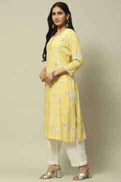 Yellow Rayon A-line Kurta image number 2