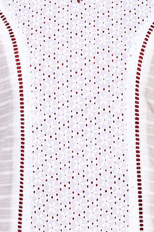 White Straight Dobby Kurta image number 1