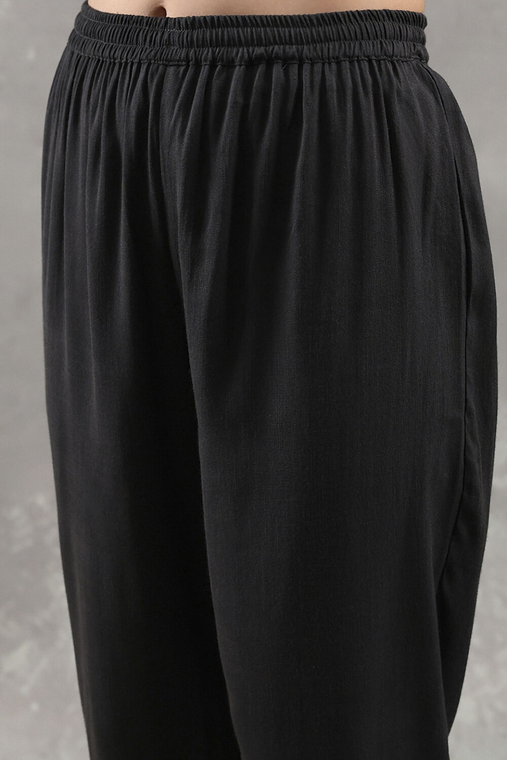 Black Viscose Blend Printed Straight Kurta Pants Set image number 1