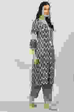 Olive Green Rayon Straight Printed Kurta Palazzo Suit Set image number 5