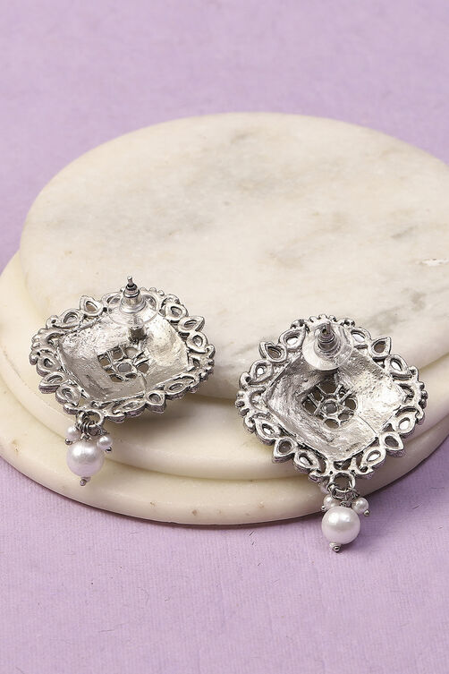 Grey Oxidised Alloy Earrings image number 2
