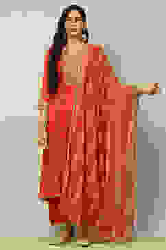 Rust Poly Chiffon Printed Festive Dupatta image number 2