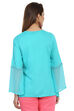 Blue Flared Viscose Indie Top image number 5