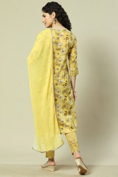 Yellow Viscose Woven Straight Kurta Suit Set image number 4