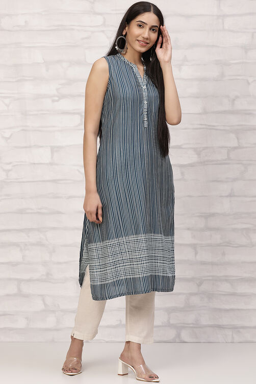 Orange Straight Printed Kurta image number 3