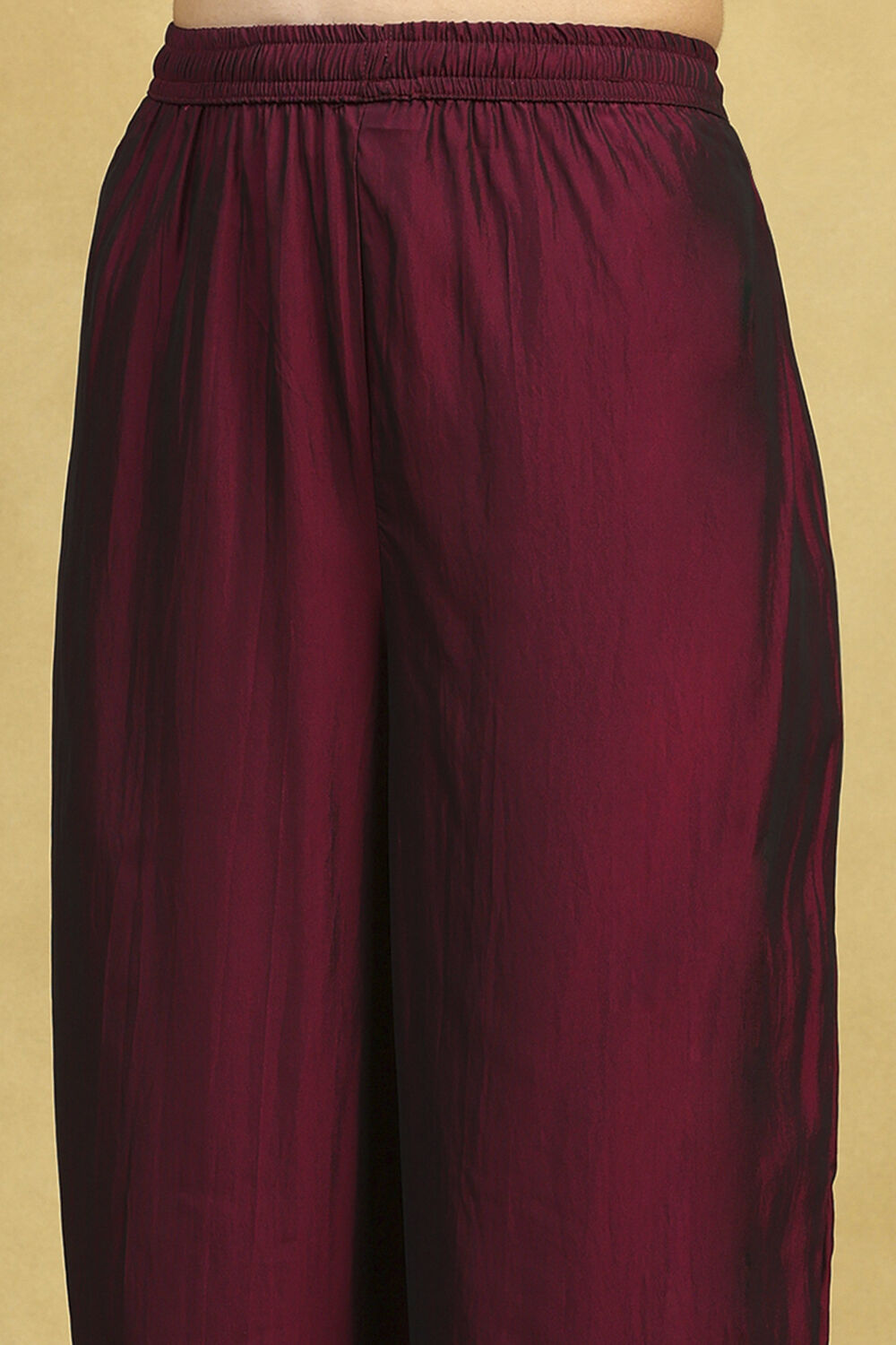 Wine Polyester Blend Embroidered A-Line Suit Set image number 2