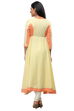 Cream Cotton Flared Kurta image number 3
