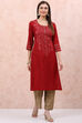 Cobalt Blue LIVA Straight Kurta image number 3