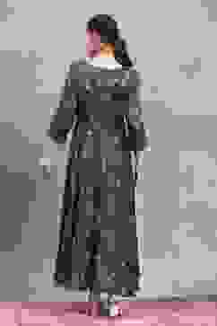 Blue Viscose Rayon Printed Flared Dress image number 3