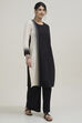 Black White Cotton Flex Straight Solid Kurta image number 4