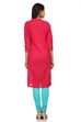 Pink Straight Cotton Kurta image number 3
