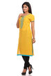 Mustard Straight Cotton Kurta image number 3