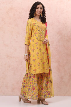 Yellow Art Silk Sharara Suit Set image number 6