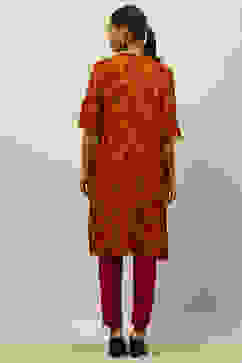 Yellow Rayon Printed Straight Kurta image number 3