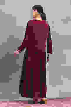 Red Polyester Blend Printed Kalidar Dress image number 3