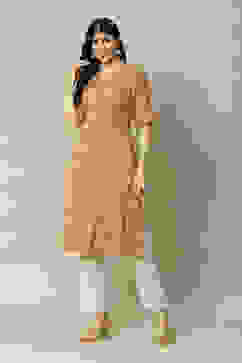 Rust LIVA Straight Printed Kurta image number 2