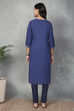 Indigo Cotton Straight Kurta image number 3