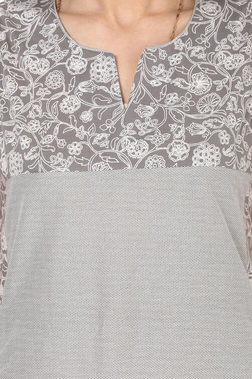Grey Straight Cotton Kurta image number 1