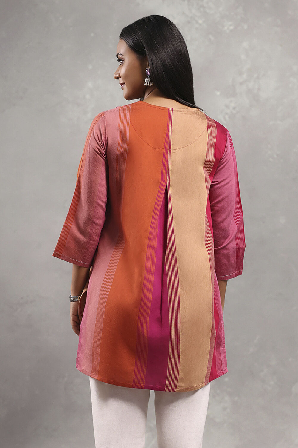 Fuchsia Viscose Blend Solid Tiered Top image number 3