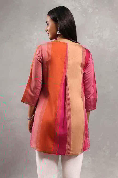 Blue Viscose Blend Solid Tiered Top image number 3