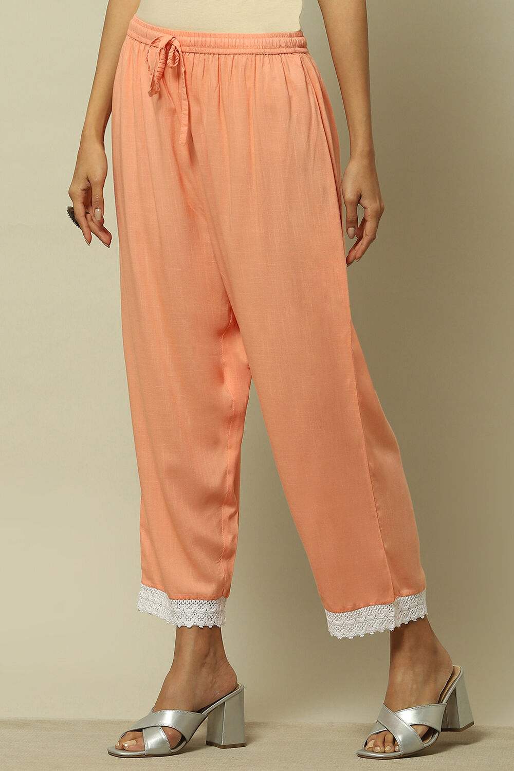 Coral Solid Straight Fit Palazzo image number 2