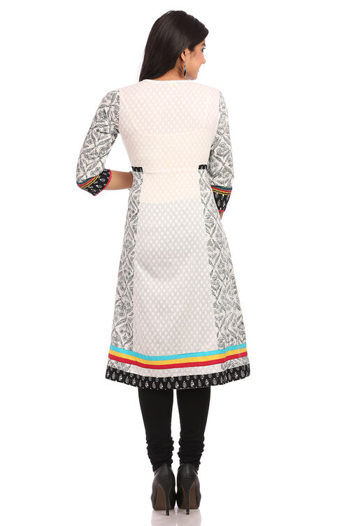 White Flared Cotton Kurta image number 1