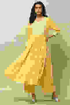 Yellow Embroidered Straight Kurta Set image number 0