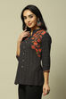 Black Viscose Straight Printed Top image number 2