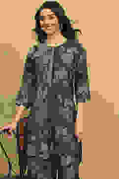 Green Viscose Blend Printed Straight Co-ord Set image number 7