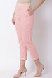 Peach Cotton Slim Straight Pants image number 2