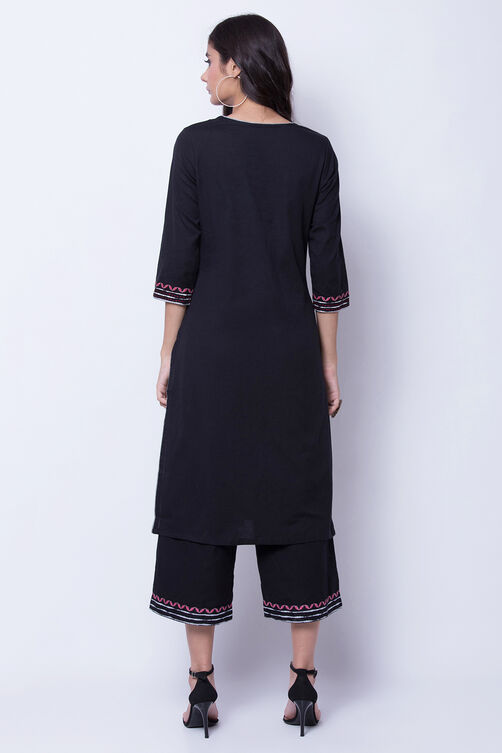Black Cotton And Flex Straight Kurta image number 5