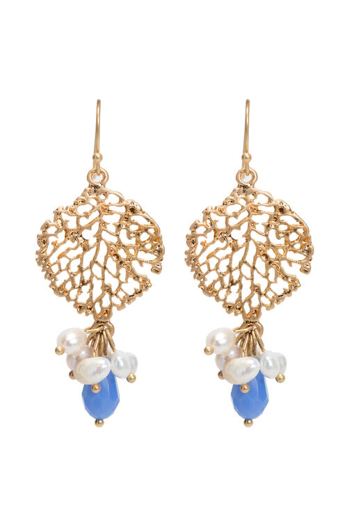 Blue Metal Brass Drop Earrings image number 1