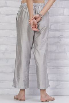 Silver Art Silk Palazzo Pants image number 4