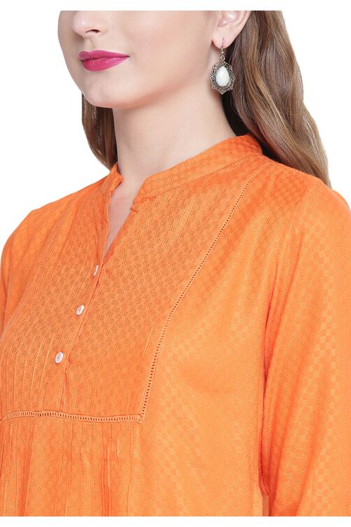 Orange A-Line Viscose Indie Top image number 1