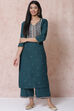 Bottle Green LIVA Straight Kurta image number 0