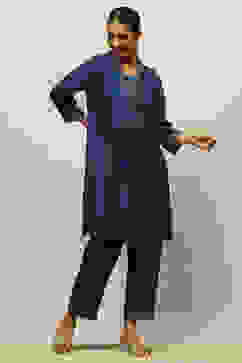 Blue Printed Straight Co-ord Set image number 5