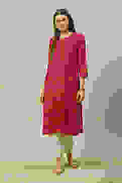 Pink LIVA Straight Printed Kurta image number 5