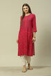 Pink LIVA Straight Printed Kurta image number 5
