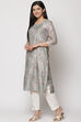 Olive Green Art Silk Straight Kurta image number 3