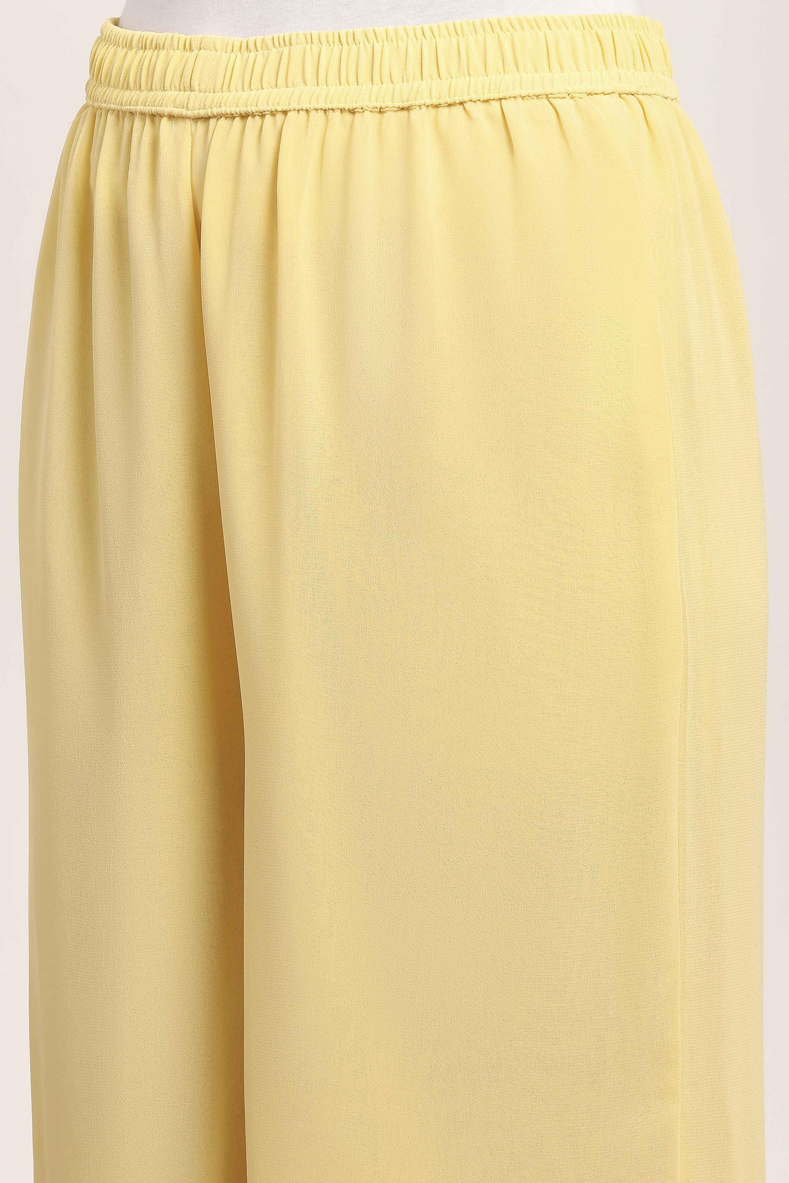 Yellow Polyester Straight Suit Sets image number 2