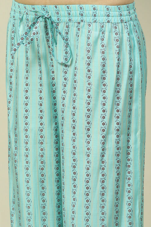 Light Blue Cotton Blend Woven Straight Kurta Suit Set image number 2